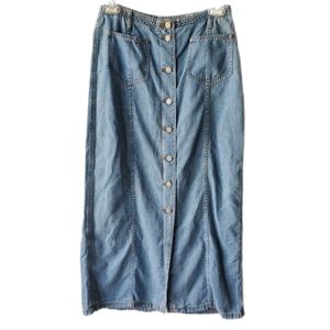 Vintage Liz Claiborne Long Maxi Denim/Jean Skirt Sz 8 Cottagecore Prairiecore